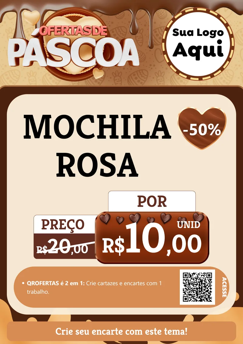 Modelo de Cartaz para Cartaz A4 Vertical com o tema Ofertas de Páscoa para Papelaria