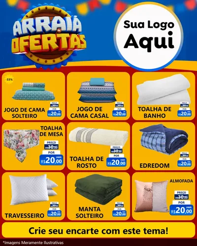 Modelo de Rede Social para Feed Instagram com o tema Arraiá de Ofertas - Junina para Cama, Mesa e Banho