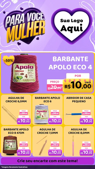 Modelo de Rede Social para Stories com o tema Para Você, Mulher para Armarinho e Aviamentos