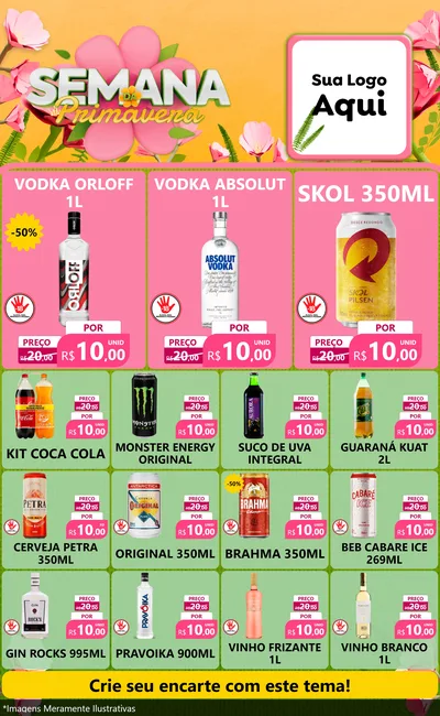 Modelo de Encarte para Encarte Grande com o tema Semana da Primavera para Distribuidora de bebidas