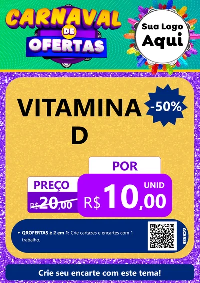 Modelo de Cartaz para Cartaz A4 Vertical com o tema Carnaval de Ofertas para Farmácia