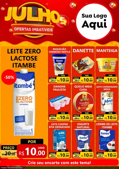 Modelo de Encarte para Encarte A4 Vertical com o tema Julho Ofertas Imbatíveis para Frios e Laticínios