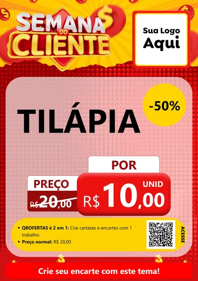 Modelo de Cartaz para Cartaz A4 Vertical com o tema Semana do Cliente para Peixaria