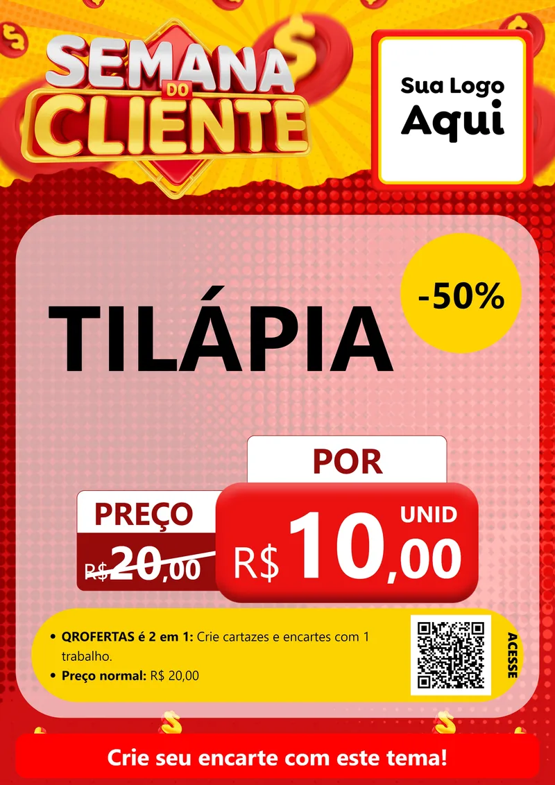 Modelo de Cartaz para Cartaz A4 Vertical com o tema Semana do Cliente para Peixaria