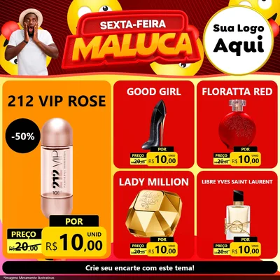 Modelo de Rede Social para Feed Facebook com o tema Sexta-feira Maluca para Perfumes