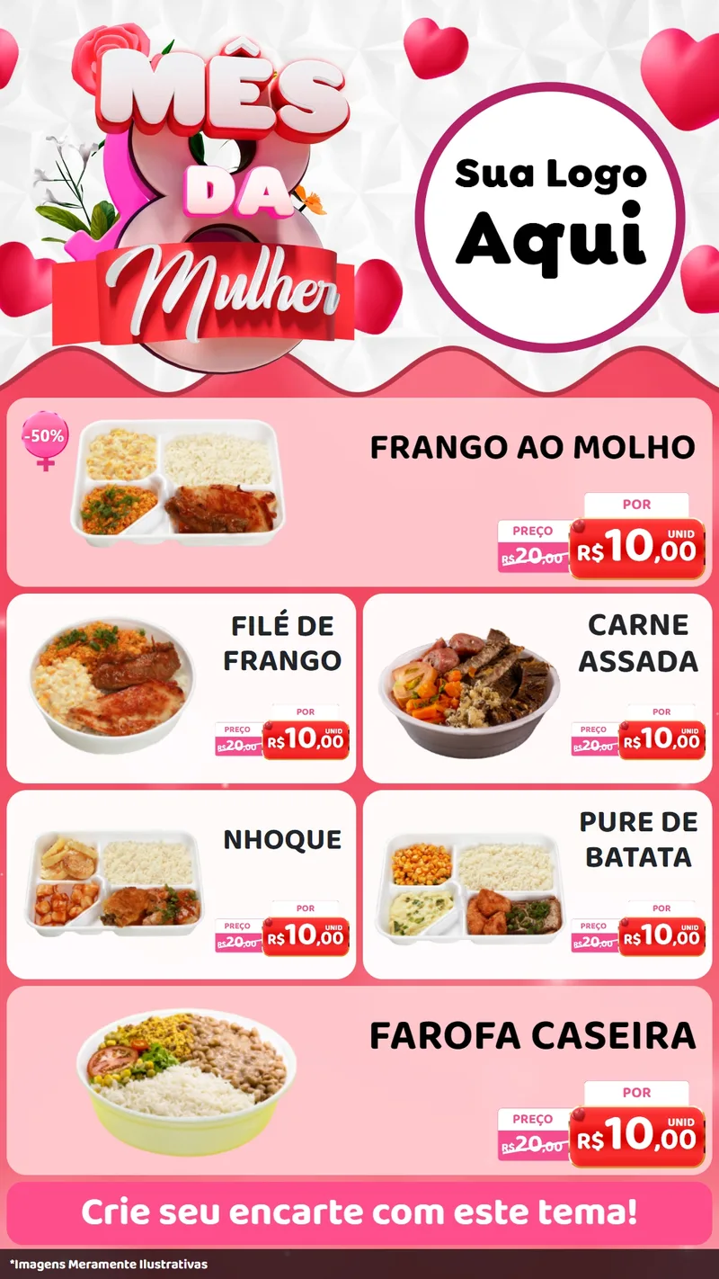Modelo de TV para TV Vertical com o tema Mês da Mulher para Restaurante