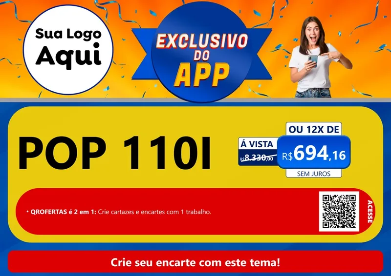 Modelo de Cartaz para Cartaz A4 Horizontal com o tema Exclusivo do Aplicativo para Concessionaria de Motos