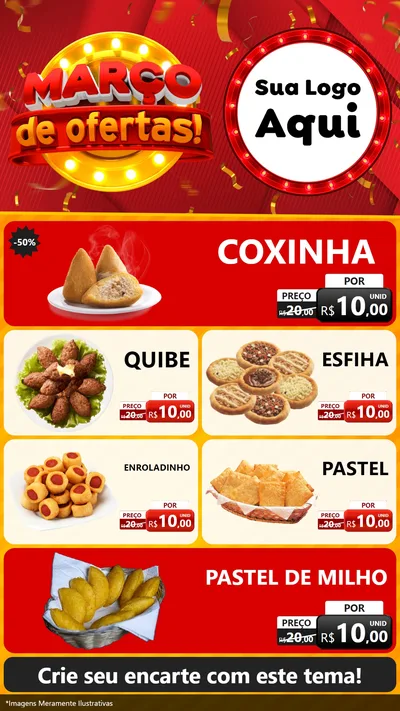 Modelo de TV para TV Vertical com o tema Março de Ofertas! para Salgadaria