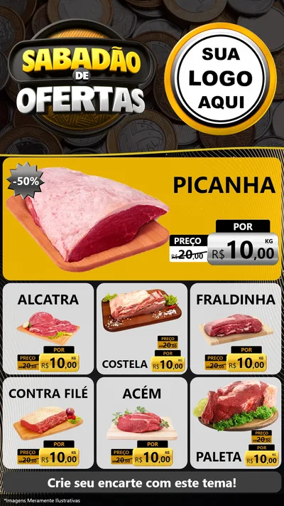 Modelo de Rede Social para Stories com o tema Sabadão de Ofertas para Açougue