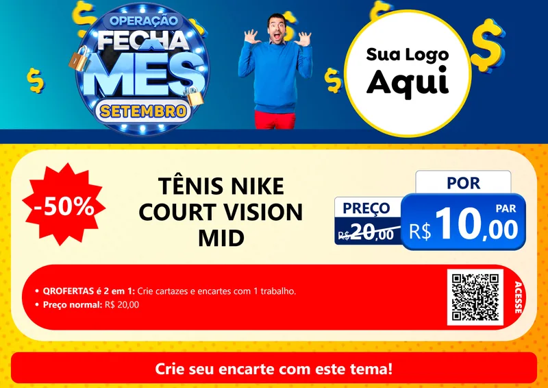 Modelo de Cartaz para Cartaz A4 Horizontal com o tema Operação Fecha Mês Setembro para Calçados