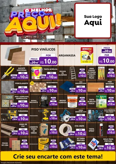 Modelo de Encarte para Encarte A4 Vertical com o tema O Melhor Preço Está Aqui - Construção para Material para Construção