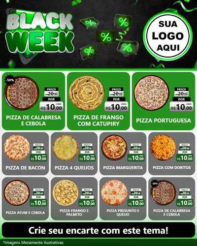 Modelo de Rede Social para Feed Instagram com o tema Black Week para Pizzaria