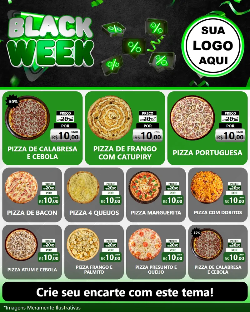 Modelo de Rede Social para Feed Instagram com o tema Black Week para Pizzaria