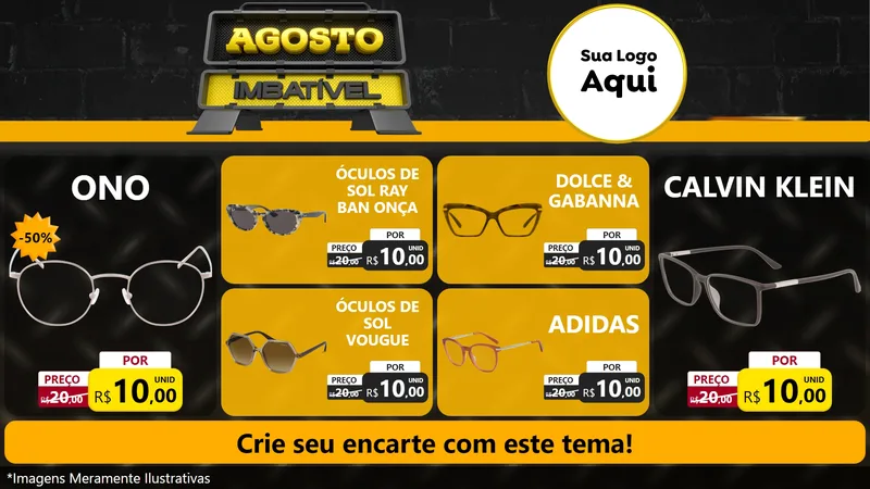 Modelo de TV para TV Horizontal com o tema Agosto Imbatível para Óticas