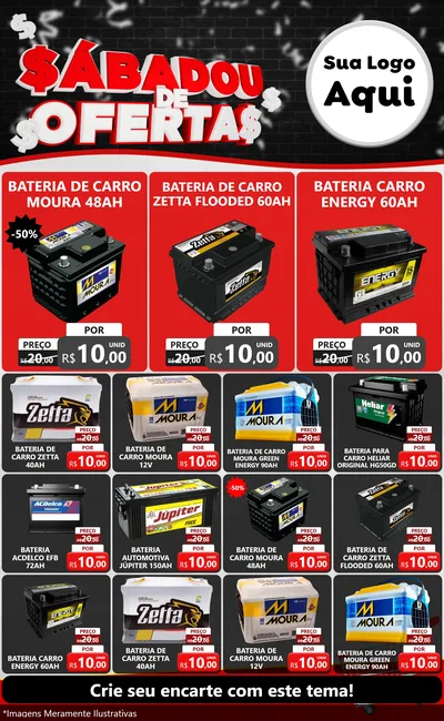 Modelo de Encarte para Encarte Grande com o tema Sabadou de Ofertas para Baterias Elétricas