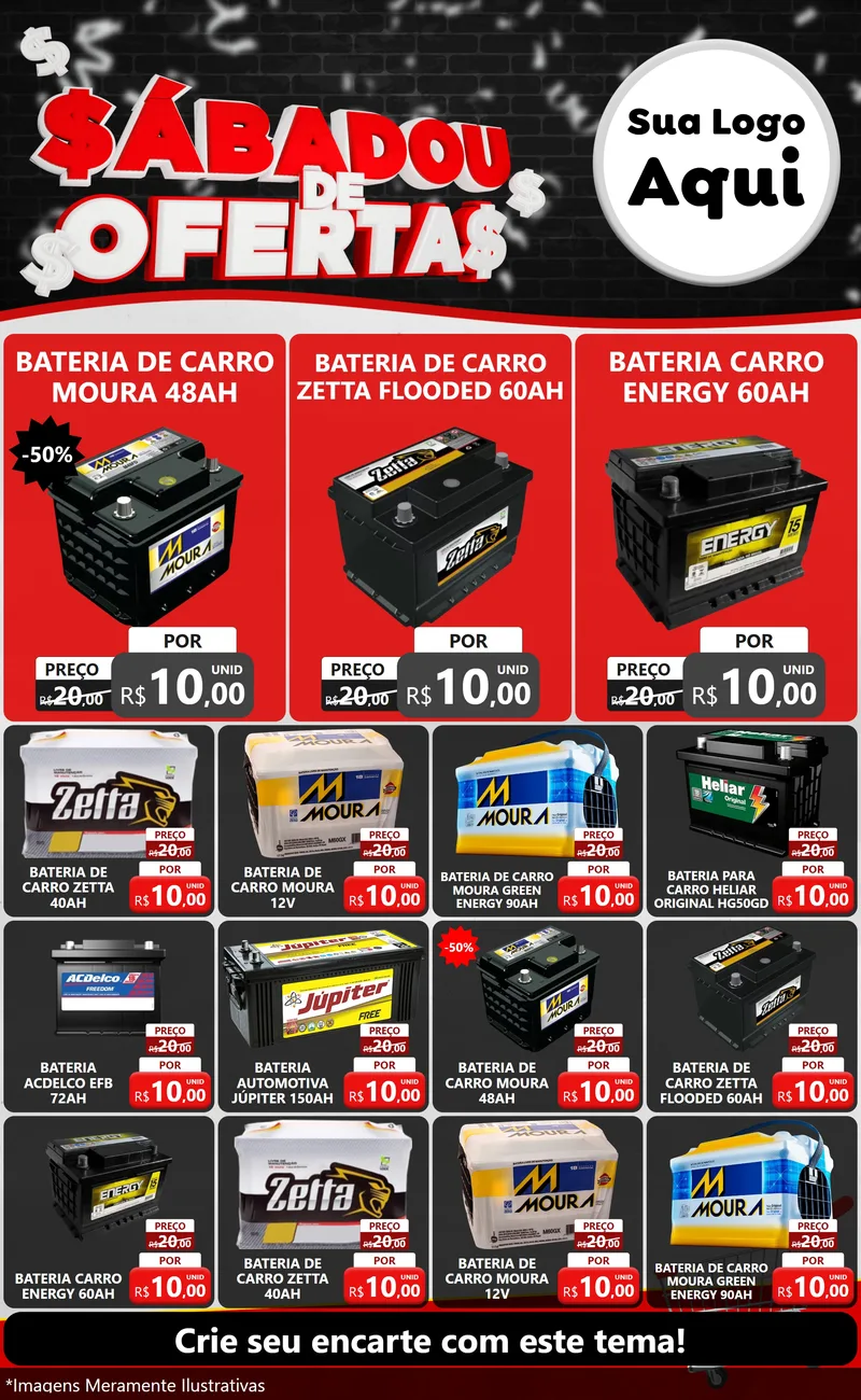 Modelo de Encarte para Encarte Grande com o tema Sabadou de Ofertas para Baterias Elétricas
