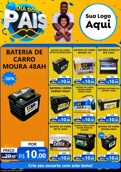 Modelo de Encarte para Encarte A4 Vertical com o tema Dia dos Pais para Baterias Elétricas