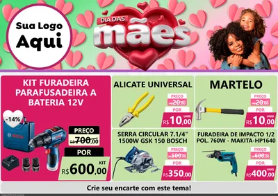 Modelo de Encarte para Encarte A4 Horizontal com o tema Dia das Mães para Maquinas e Ferramentas