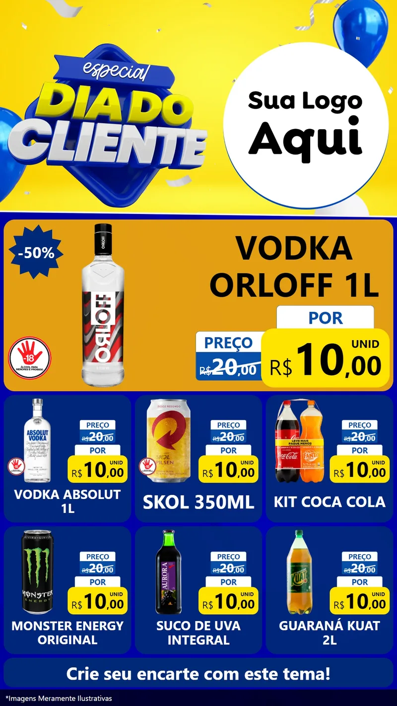 Modelo de Rede Social para Stories com o tema Especial Dia do Cliente para Distribuidora de bebidas
