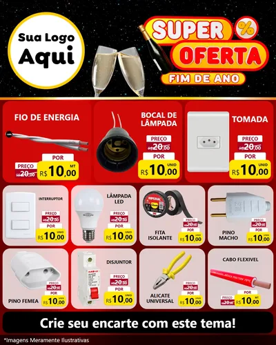 Modelo de Rede Social para Feed Instagram com o tema Super Oferta Fim de Ano para Materiais Elétricos