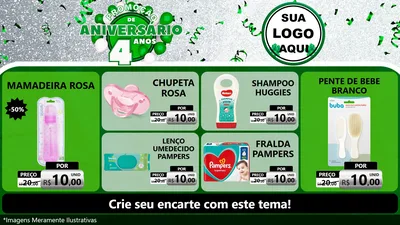 Modelo de TV para TV Horizontal com o tema Promoção de Aniversário - 4 Anos para Bebês