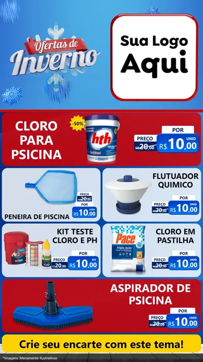 Modelo de TV para TV Vertical com o tema Ofertas de Inverno para Produtos para Piscina
