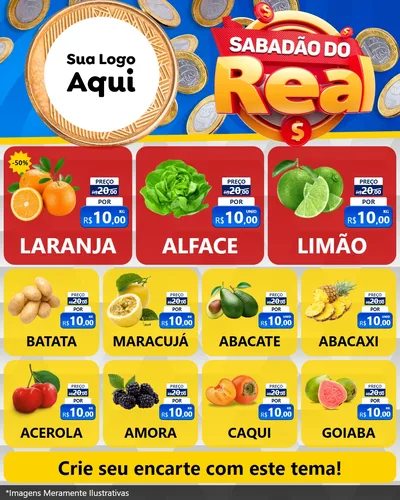Modelo de Rede Social para Feed Instagram com o tema Sabadão do Real para Hortifrúti
