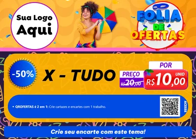 Modelo de Cartaz para Cartaz A4 Horizontal com o tema Folia de Ofertas para Hamburgueria