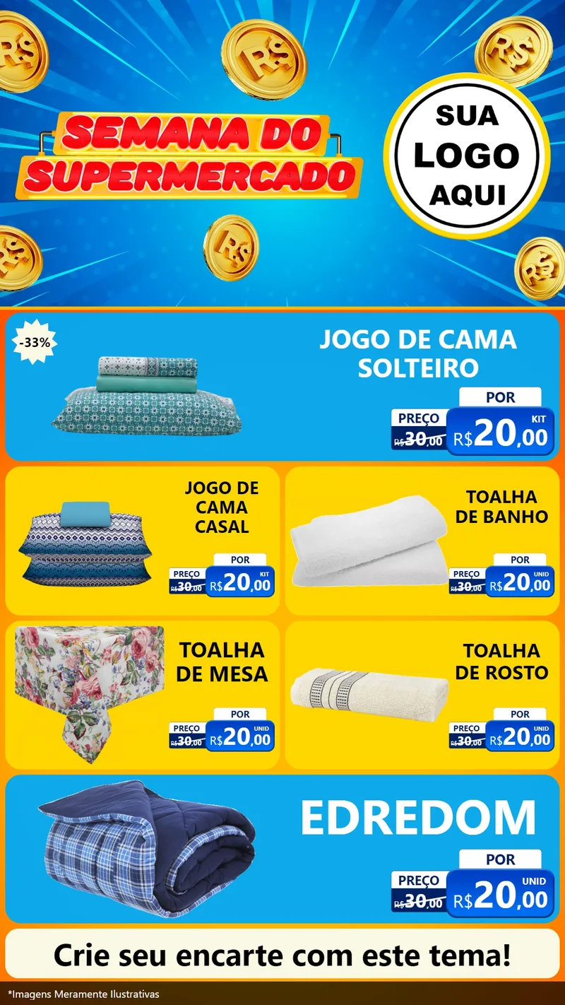 Modelo de TV para TV Vertical com o tema Semana do Supermercado para Cama, Mesa e Banho