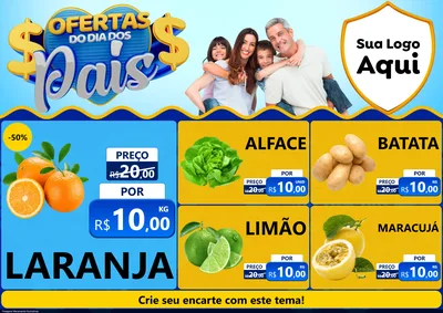 Modelo de Encarte para Encarte A4 Horizontal com o tema Ofertas do Dia dos Pais para Hortifrúti