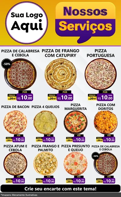 Modelo de Encarte para Encarte Grande com o tema Nossos Serviços para Pizzaria