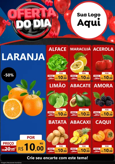 Modelo de Encarte para Encarte A4 Vertical com o tema Oferta do Dia para Hortifrúti