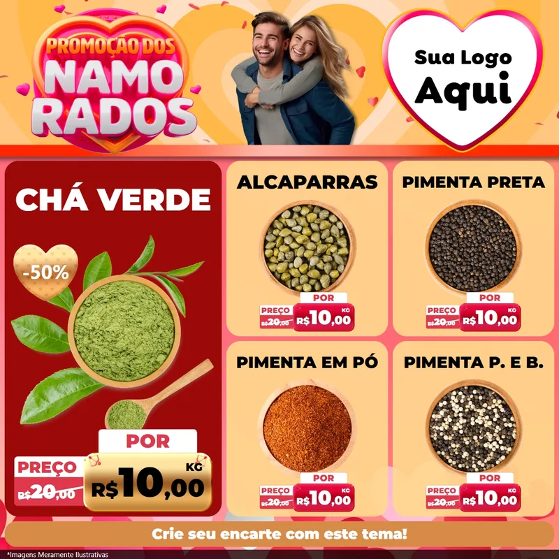 Modelo de Rede Social para Feed Facebook com o tema Promoção dos Namorados para Produtos Naturais