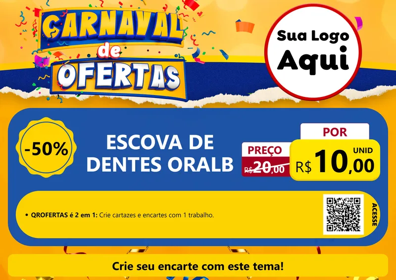 Modelo de Cartaz para Cartaz A4 Horizontal com o tema Carnaval de Ofertas para Higiene Pessoal