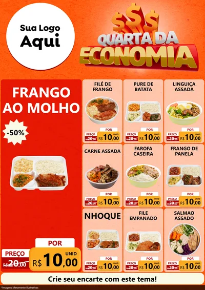 Modelo de Encarte para Encarte A4 Vertical com o tema Quarta da Economia para Restaurante