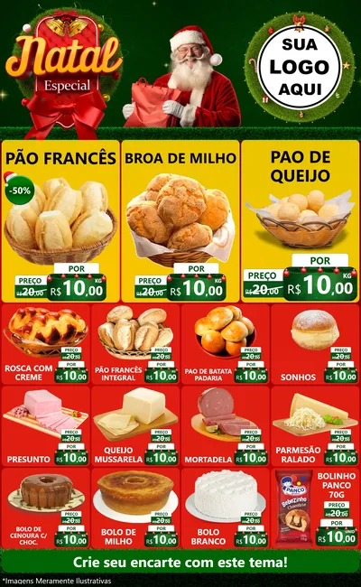 Modelo de Encarte para Encarte Grande com o tema Natal Especial para Padaria