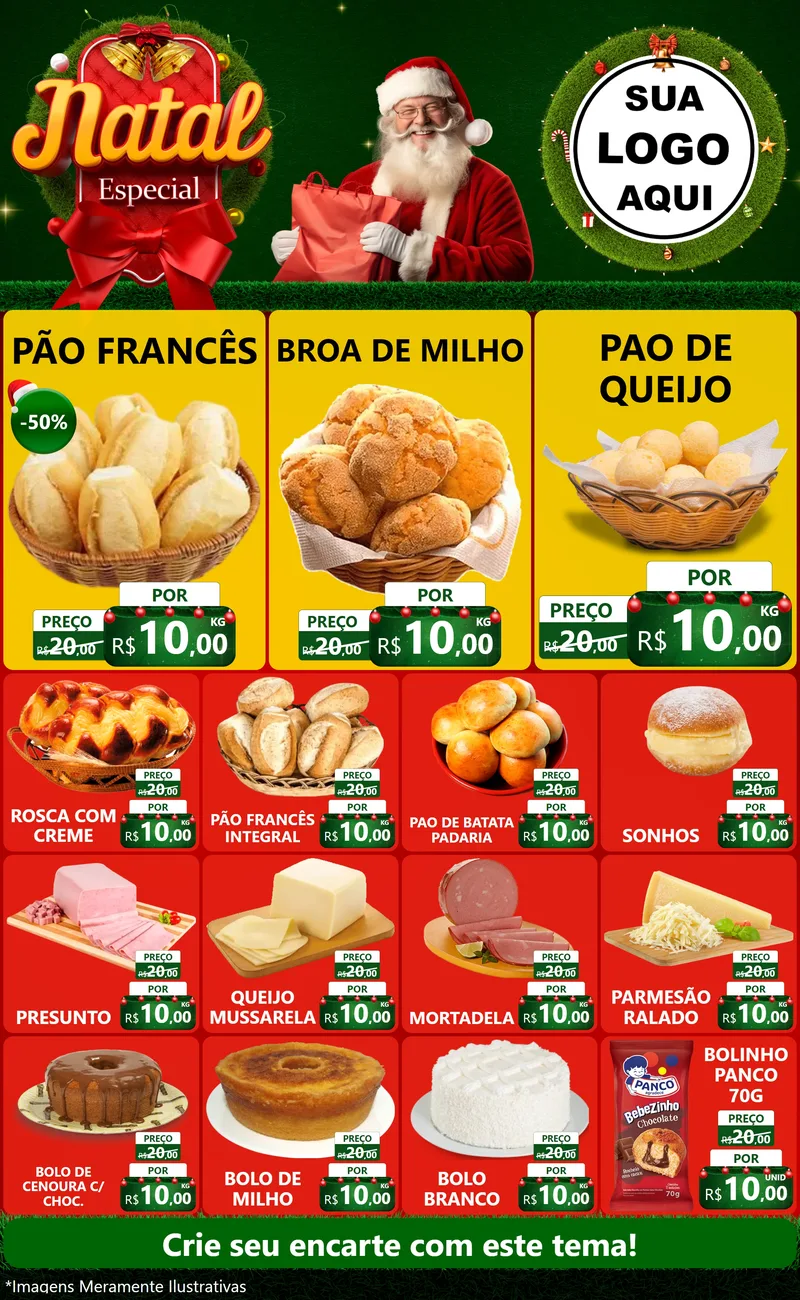 Modelo de Encarte para Encarte Grande com o tema Natal Especial para Padaria