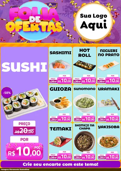 Modelo de Encarte para Encarte A4 Vertical com o tema Folia de Ofertas para Comida japonesa