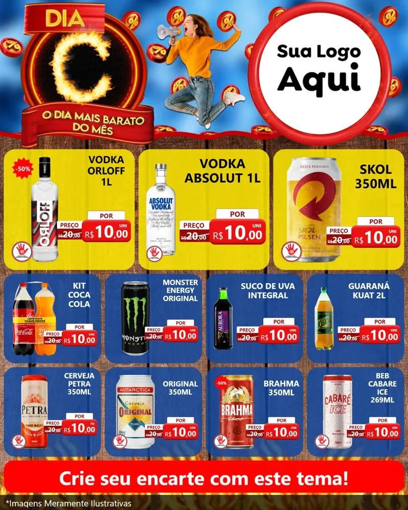 Modelo de Rede Social para Feed Instagram com o tema Dia C - O Dia Mais Barato Do Mês para Distribuidora de bebidas