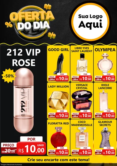 Modelo de Encarte para Encarte A4 Vertical com o tema Oferta Do Dia para Perfumes