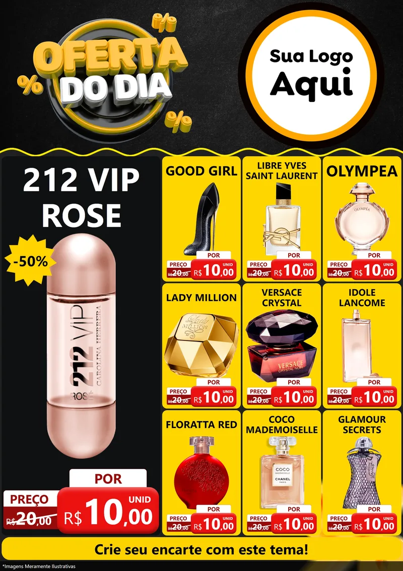 Modelo de Encarte para Encarte A4 Vertical com o tema Oferta Do Dia para Perfumes