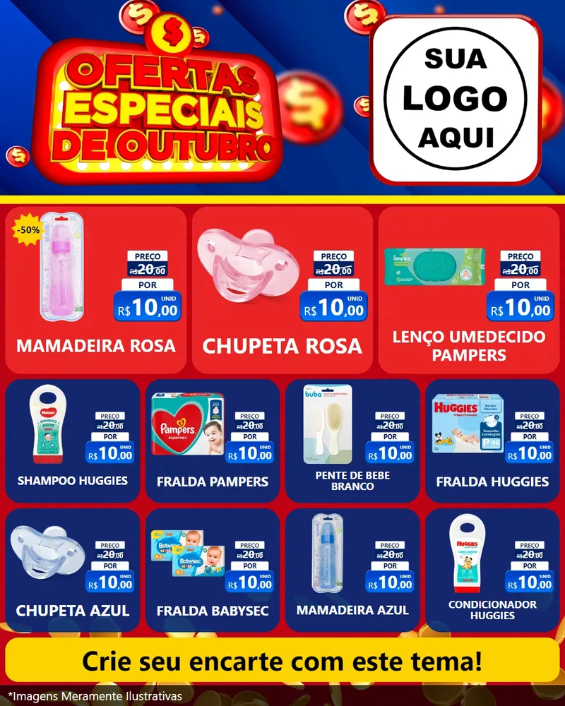 Modelo de Rede Social para Feed Instagram com o tema Ofertas Especiais de Outubro para Bebês