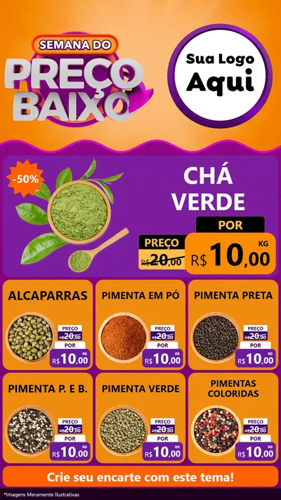 Modelo de Rede Social para Stories com o tema Semana do Preço Baixo para Produtos Naturais