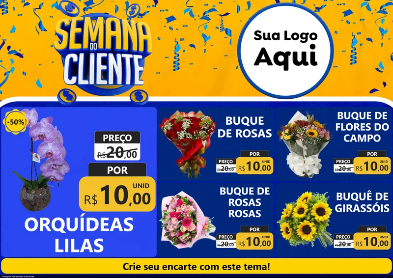 Modelo de Encarte para Encarte A4 Horizontal com o tema Semana do Cliente para Floricultura e jardim