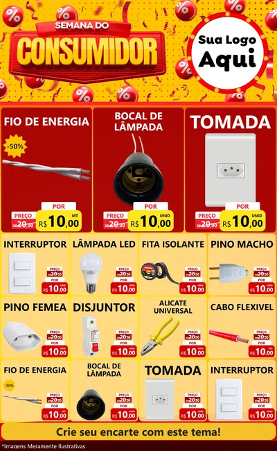 Modelo de Encarte para Encarte Grande com o tema Semana do Consumidor para Materiais Elétricos