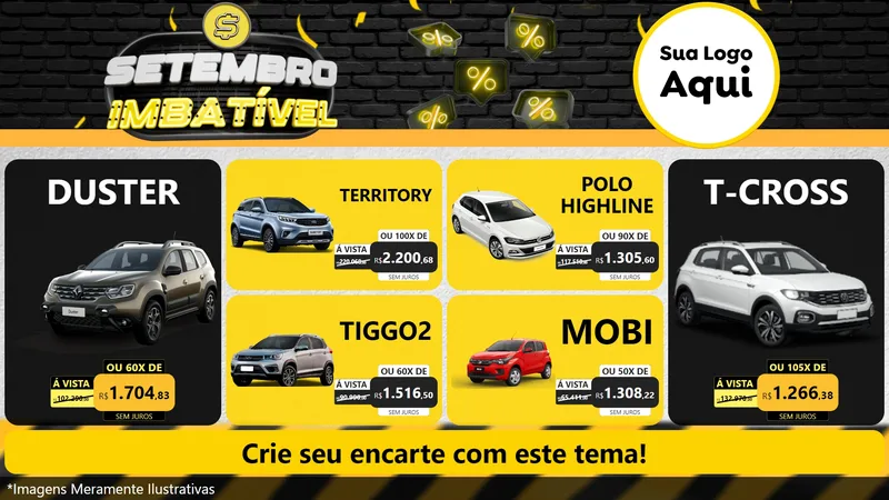 Modelo de TV para TV Horizontal com o tema Setembro Imbatível para Concessionaria de Carros