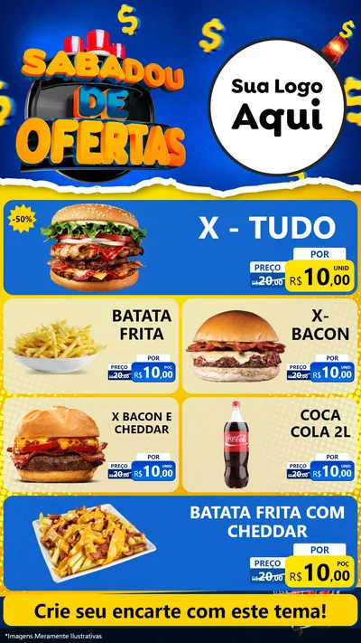 Modelo de TV para TV Vertical com o tema Sabadou de Ofertas para Hamburgueria