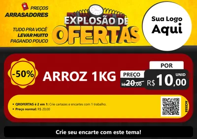 Modelo de Cartaz para Cartaz A4 Horizontal com o tema Explosão de Ofertas para Supermercado