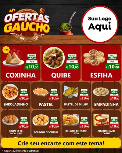 Modelo de Rede Social para Feed Instagram com o tema Ofertas Dia do Gaúcho para Salgadaria