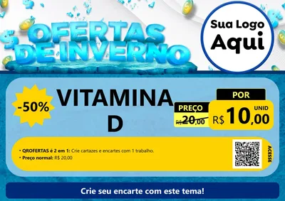 Modelo de Cartaz para Cartaz A4 Horizontal com o tema Ofertas de Inverno para Farmácia